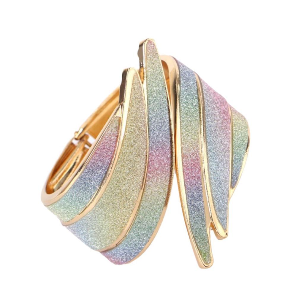 European and American Fashion Punk Metal Exaggerated Angel Wings Temperament Open Diamond Bracelet Metal Matte Shiny Jewelry