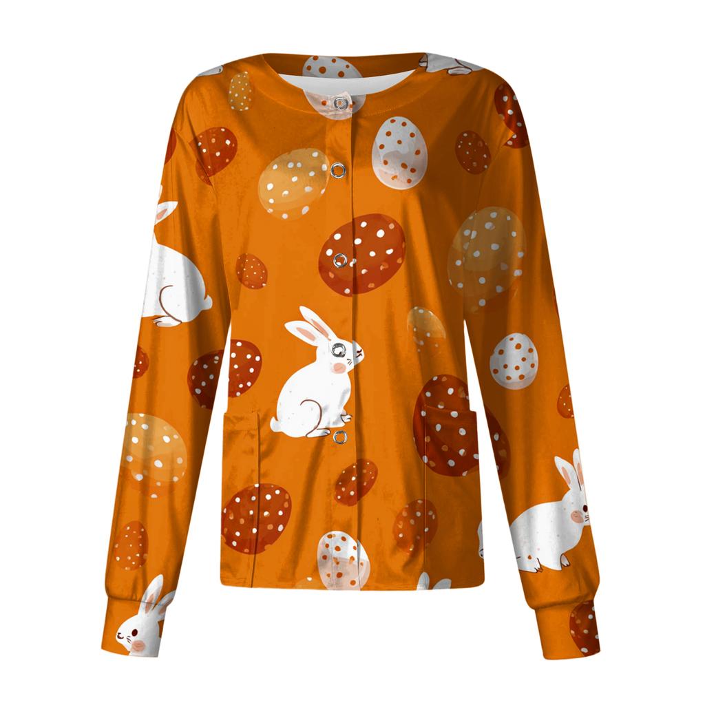 Damen Lässig Langärmlig Einreihig Bedruckt Schutzkleidung Cardigan Top