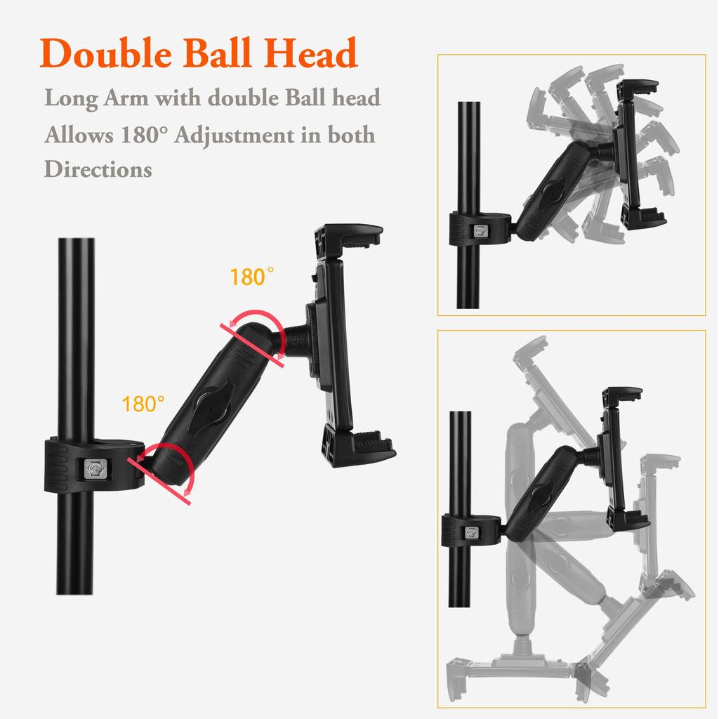 Peastrex iPad Holder Microphone Stand Tablet Phone Holder Microphone Music Stand Mount Adjustable Swivel Base with Super Handle Clamp for iPad Pro Air