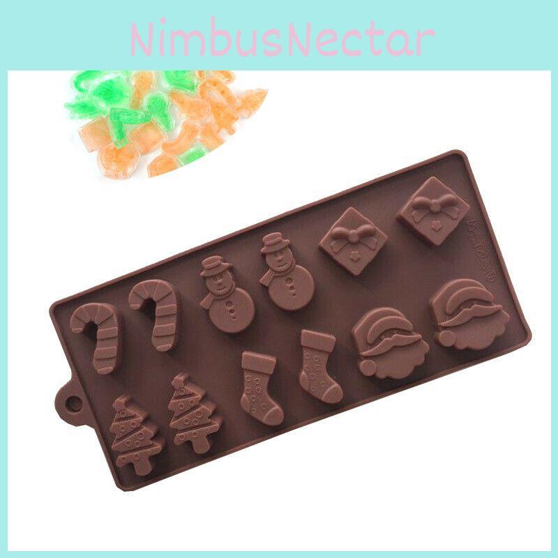Christmas Santa Chocolate Silicone Mould With Reindeer Santa And Snowman Designs