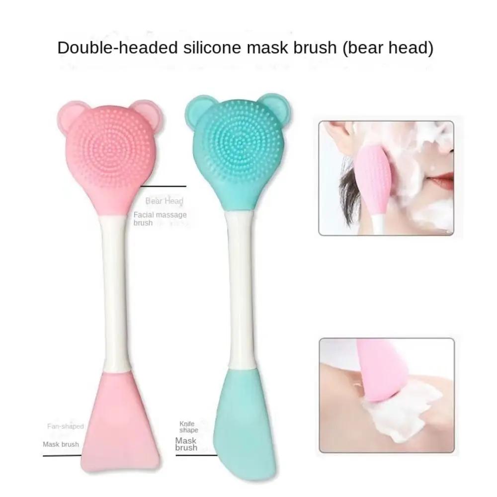 Bear Silicone Double Head Face Mask Brush Facial Exfoliate Blackhead Removal Cleanser Brush Mud Film Facial Brush Skin Care Tool
