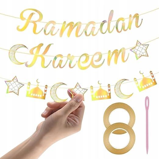 Spheretron Banner Hanging Garland Ramadan Mubarak Gold