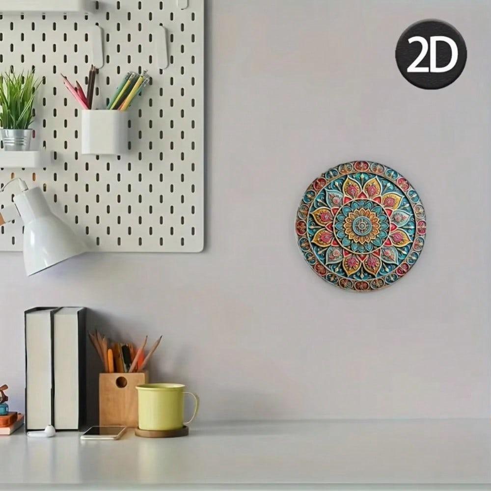 Vintage Mandala Metal Wall Art Round Aluminum Sign Indoor Outdoor Decor