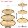 3 Layer Cake Stand Fruit Plate Tray Metal Cupcake Display Tower Decorative Gold Round Cake Display Stand Birthday Party Wedding
