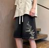 Men's Summer Chinese Style Embroidered Denim Shorts - Lightweight, Loose, Versatile, Mid-Length.