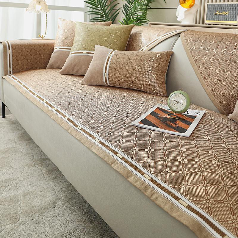 Poduszka na sofę Summer Ice Silk Rattan Mata siedzisko poduszka na lato antypoślizgowa cztery pory roku uniwersalny prosty pokrowiec na sofę