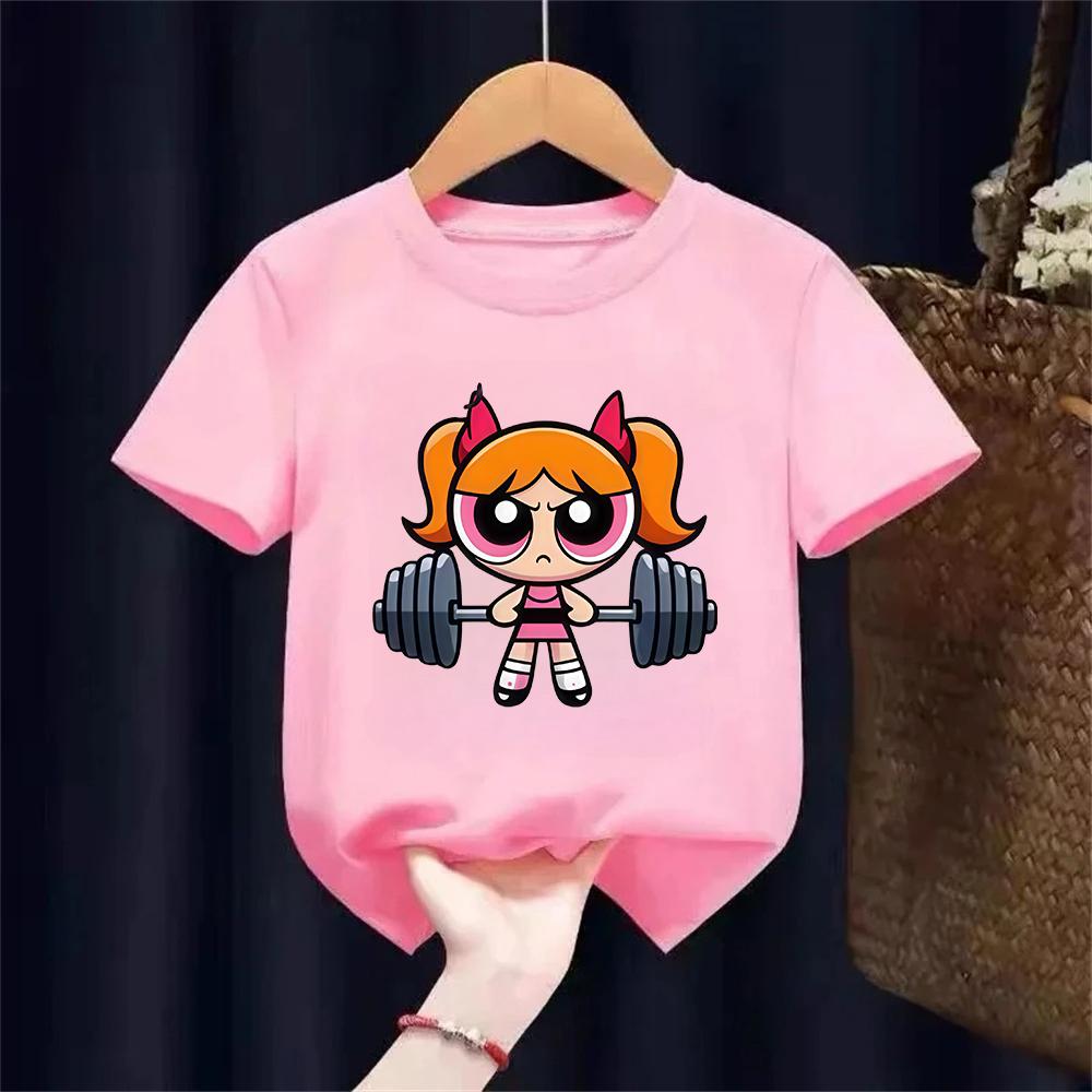 Girls Super Powerful Blouse Training Streetwear Tshirt Kids Shirt Academy Fitness Tshirt
