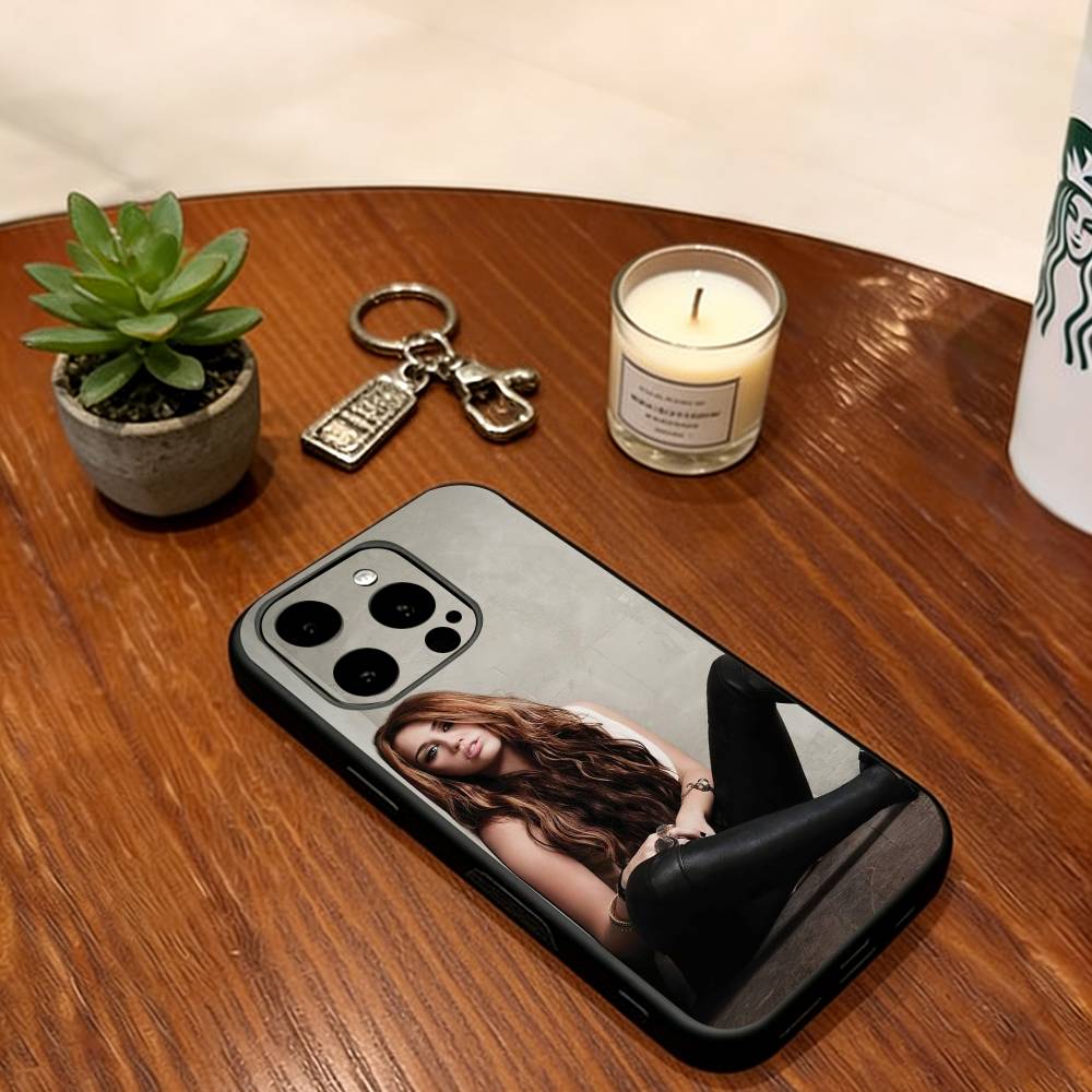 Miley Cyrus Phone Case For iPhone 17,16,15,14,13,12,11 Plus,Pro Max,XS,Soft Silicone Black Cover