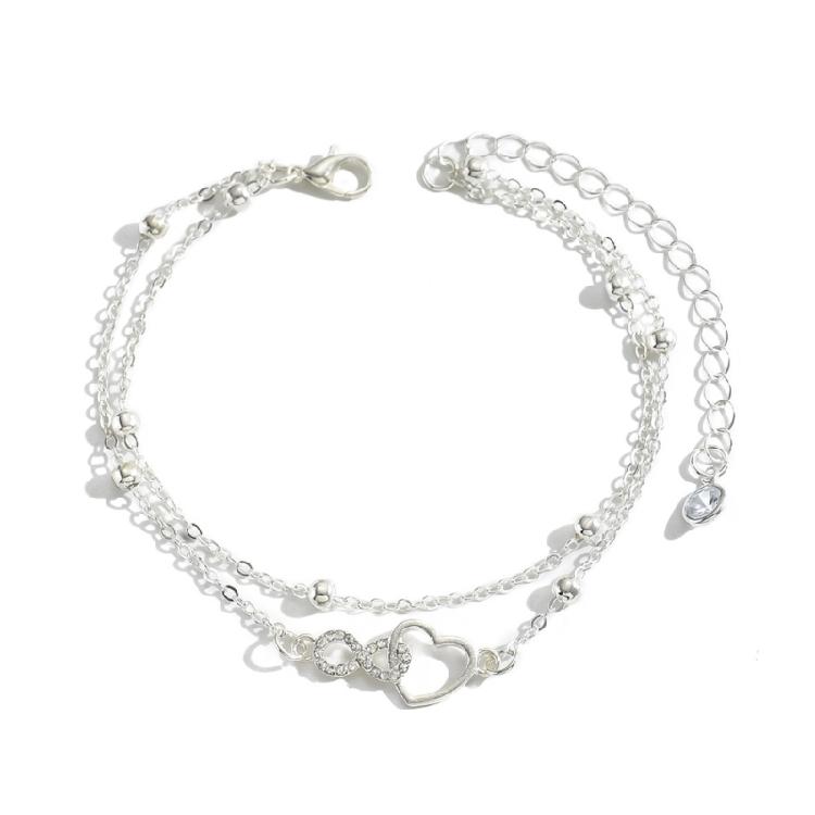 Trendy Alloy Layer Anklet for Women Waterproof Designs With Crystals Embellishments Vocation Accessory Outfits