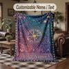Cosmic Cat Dreamscape 5 Theme Throw Blanket Custom Name Text Personalized Blanket Soft Cozy Blanket for Home Sofa Bed