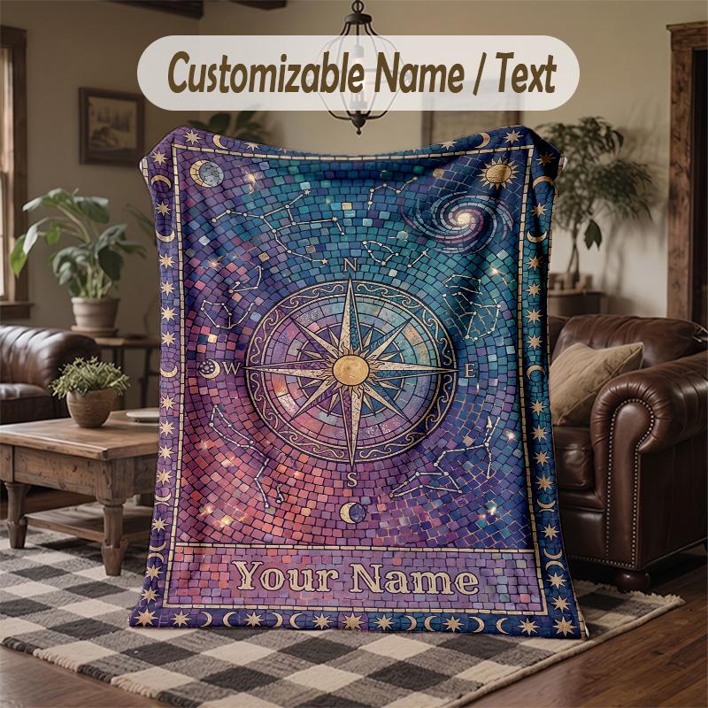 Cosmic Cat Dreamscape 5 Theme Throw Blanket Custom Name Text Personalized Blanket Soft Cozy Blanket for Home Sofa Bed
