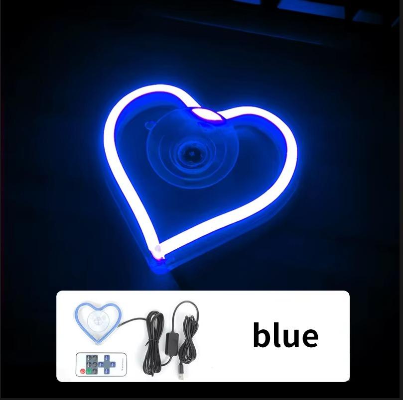 Automotive Triangle Rear Window LED Illuminated Heart-shaped Atmosphere Neon Light Remote Auto Interior Decoration USB Wiring