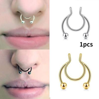 Regalos de diafragma falso Unisex anillo de nariz colorido joyería de acero inoxidable anillo de nariz Clip Homosexual sólo 1 Uds