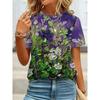 Camiseta de Verano para Mujer con Estampado 3D Cuello Redondo Moda Versátil Transpirable Tendencia Casual