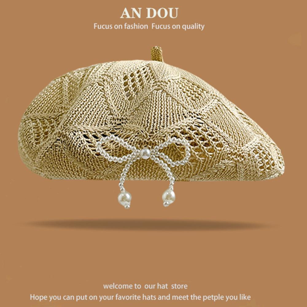 Summer Painter Hat Knitted Lady Pumpkin Hats Korean Hollow Beret Hat
