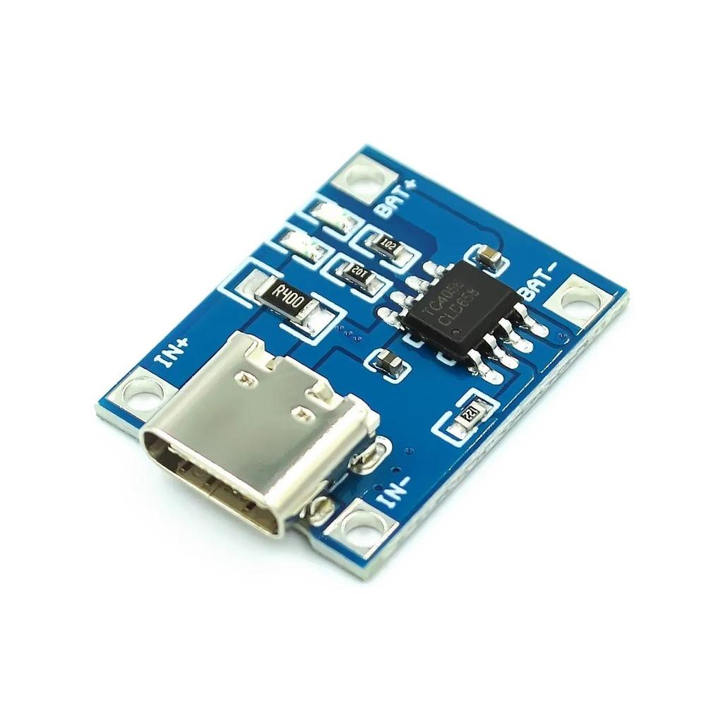 TP4056 18650 Lithium Battery Charging Board with 1A Overcharge & Over-discharge Protection for 3.6-4.2V Batteries.