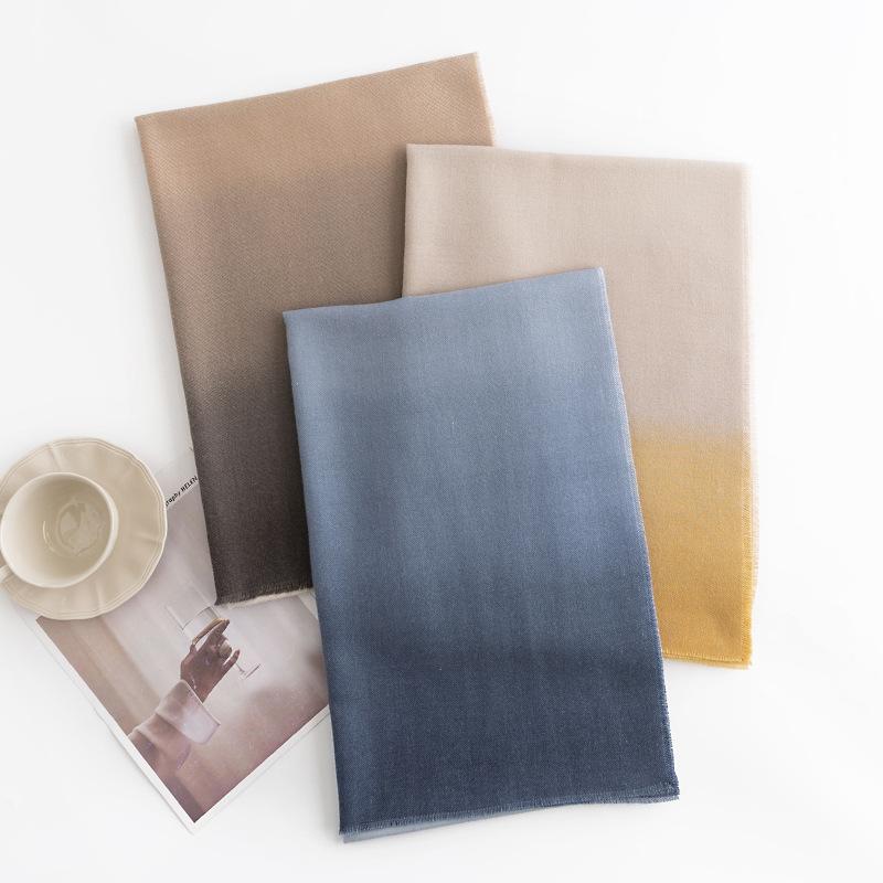 Winter Gradient Solid Color Printed Scarf Commuting Warm Neck Scarf Simple Versatile Cold Protection Shawl Light Luxury Style