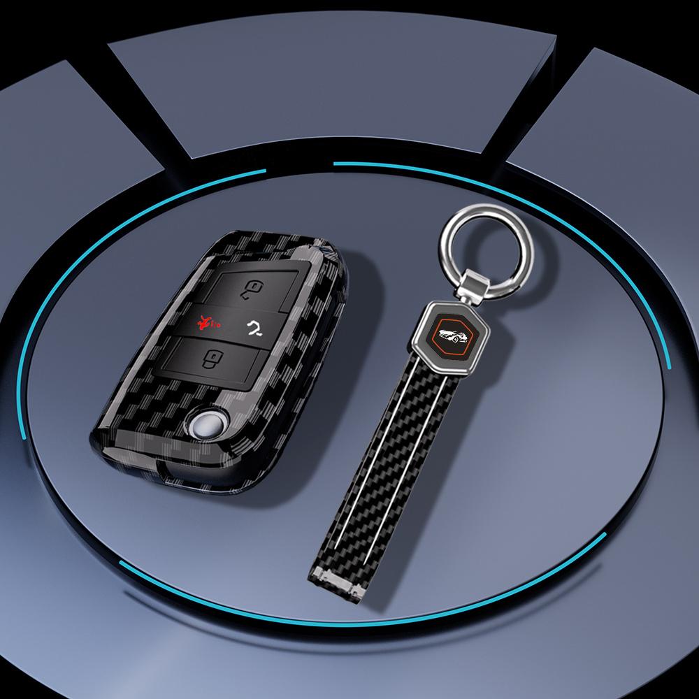 For Vw Volkswagen Golf 7 Mk7 Tiguan Mk2 T-Roc T-Cross Skoda Octavia Kodiaq Karoq Seat Ateca Leon Fob Abs Carbon Key Case Cover