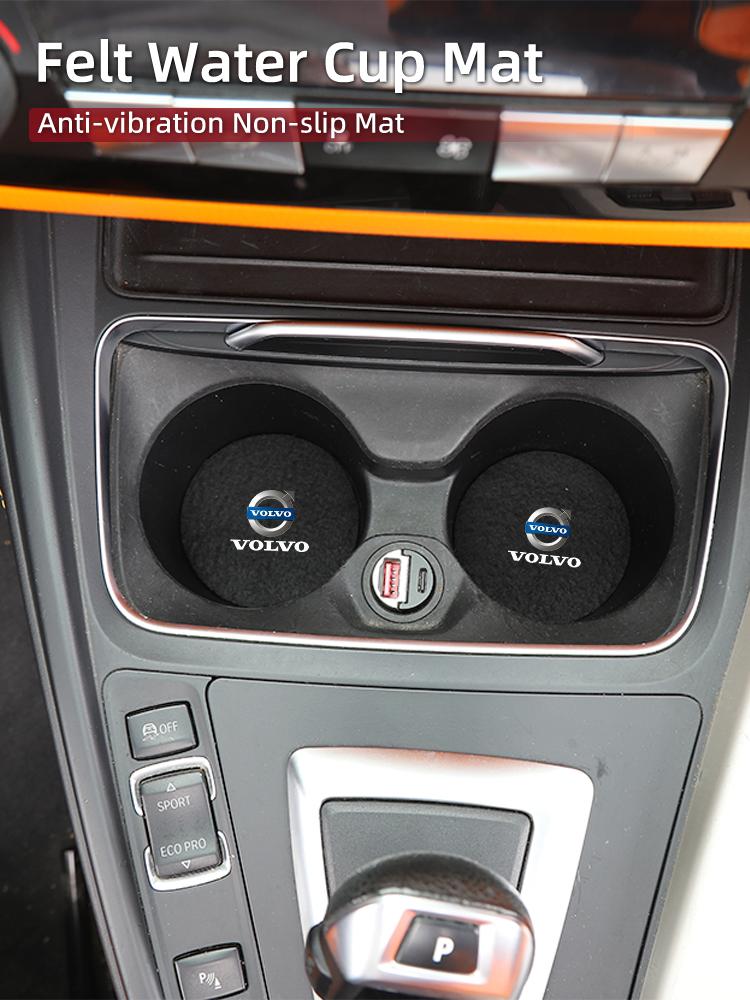 cujgl8 2PCS Car Felt Material Coasters Water Cup Holder Mat Trimmmable For Volvo AWD C30 C70 S60 S80 V60 V70 V90 XC40 XC60 XC70 XC90