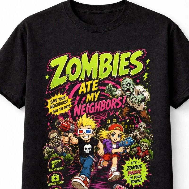 Zombies Ate My Neighbors Retro Horror Gaming Unisex TShirt S