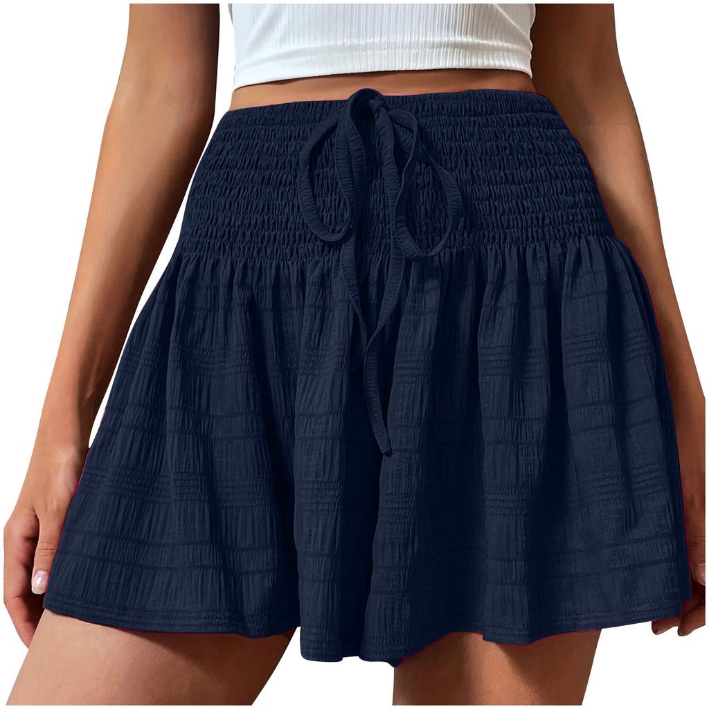 Women's High Waist Drawstring Shorts Skirt Casual Elastic Waist Multi Colors
