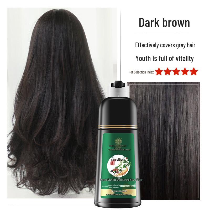 Beijing Tong Ren Tang Natural Black Brown Hair Dye with Black Tea Extract - Plant-Based Bubble Dye Cream