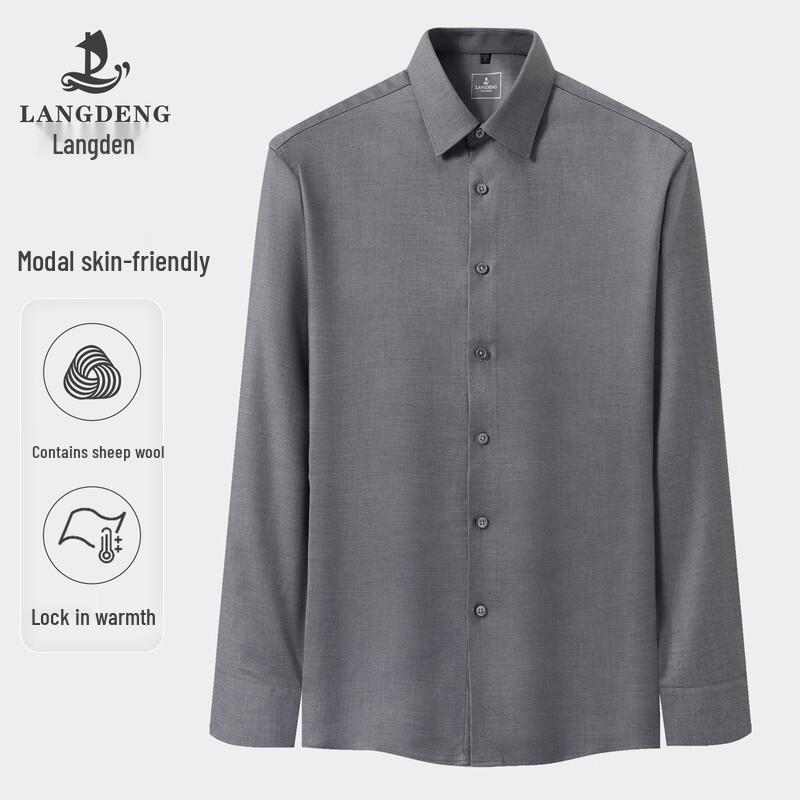 Langdeng Men s Long-Sleeve Business Formal Shirt 40 (175/92A)