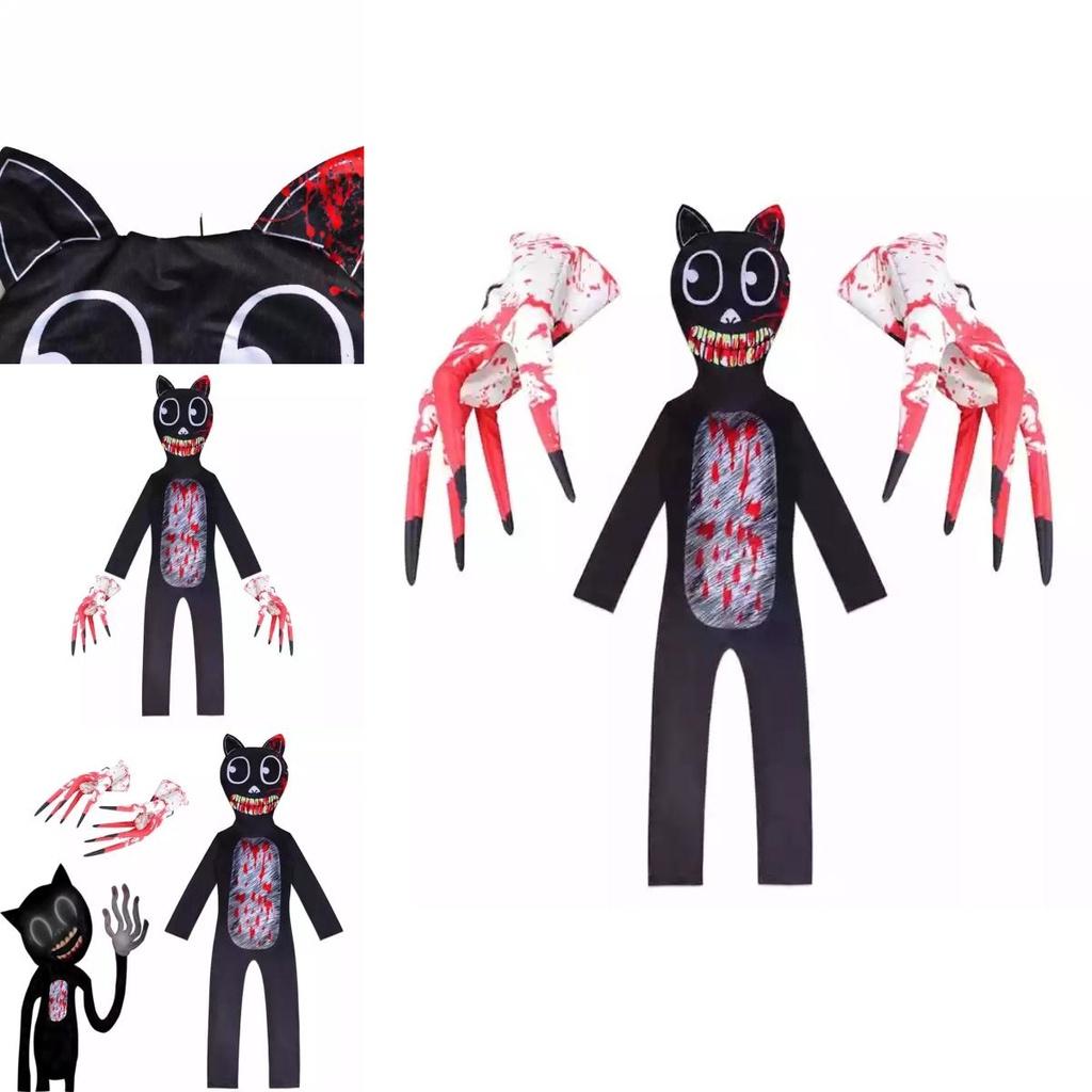 Siren Head Kid Black Cat Jumpsuit Cosplay Costume Bodysuit Halloween Party