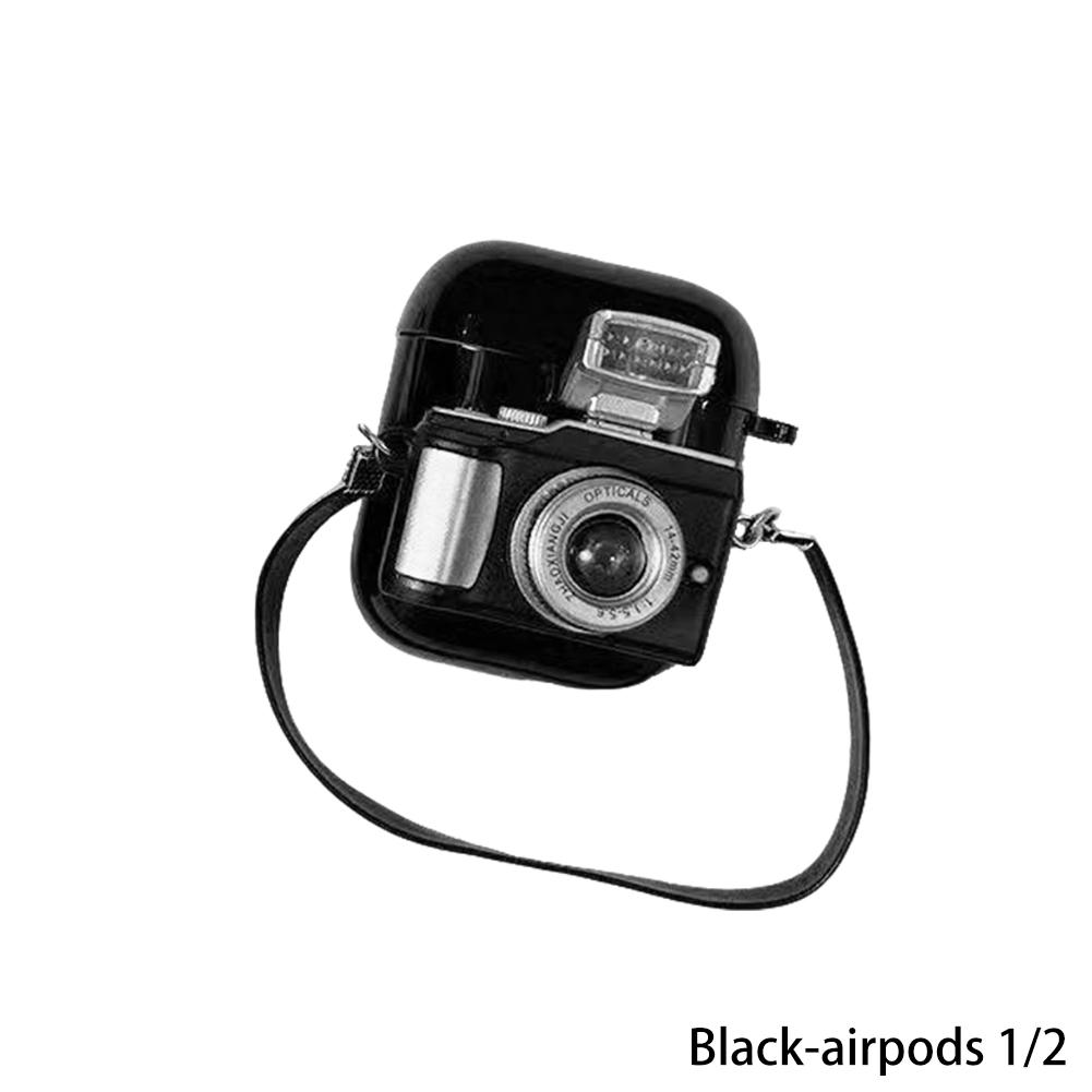 

Вінтажна камера для Apple Airpods 4 3 2 1 Pro М який силіконовий захисний чохол для навушників для Air Pods 3-го покоління airpods 1/2 чорний
