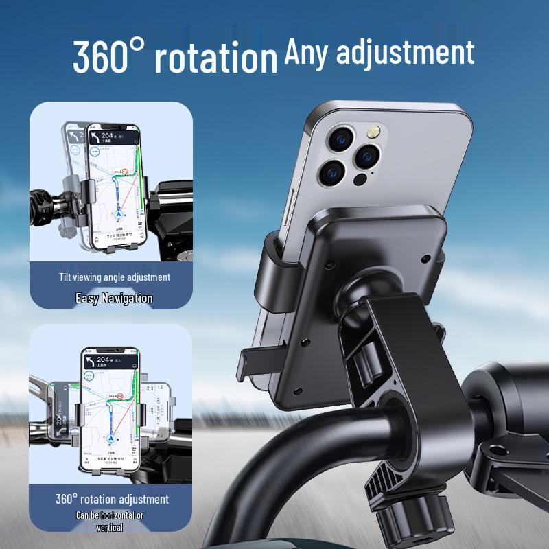 Shockproof Phone Holder for Electric Bikes & Motorcycles – Ideal for Cycling Navigation & Delivery Riders with Battery Support