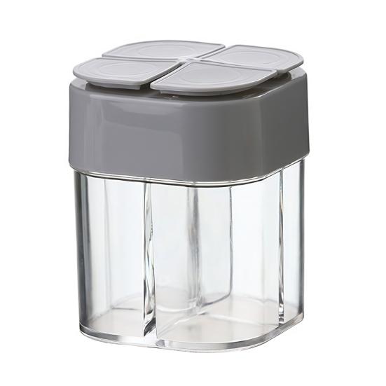 4 Grid Seasoning Dispenser Kitchen Spice Jar серый