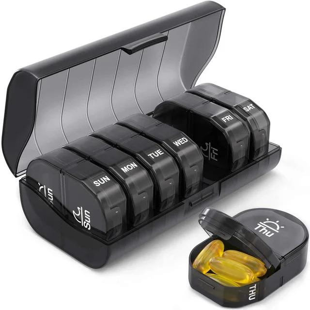 Pill Box Portable Plastic Travel Pocket Pill Organizer 7 Days 2 Times 14  Compartments Hold Grids Large Daily Pill Container