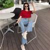 Retro Hong Kong Style High-Waisted Flared Denim Pants - Women's Slim Fit for Spring & Autumn