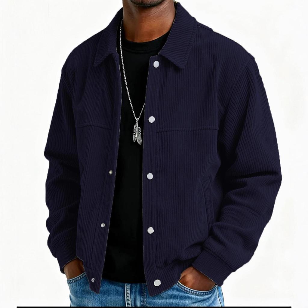 Autumn 2026 Men's Solid Color Casual Jacket - Simple Style, Long Sleeve, Button-Up, European & American Fashion.
