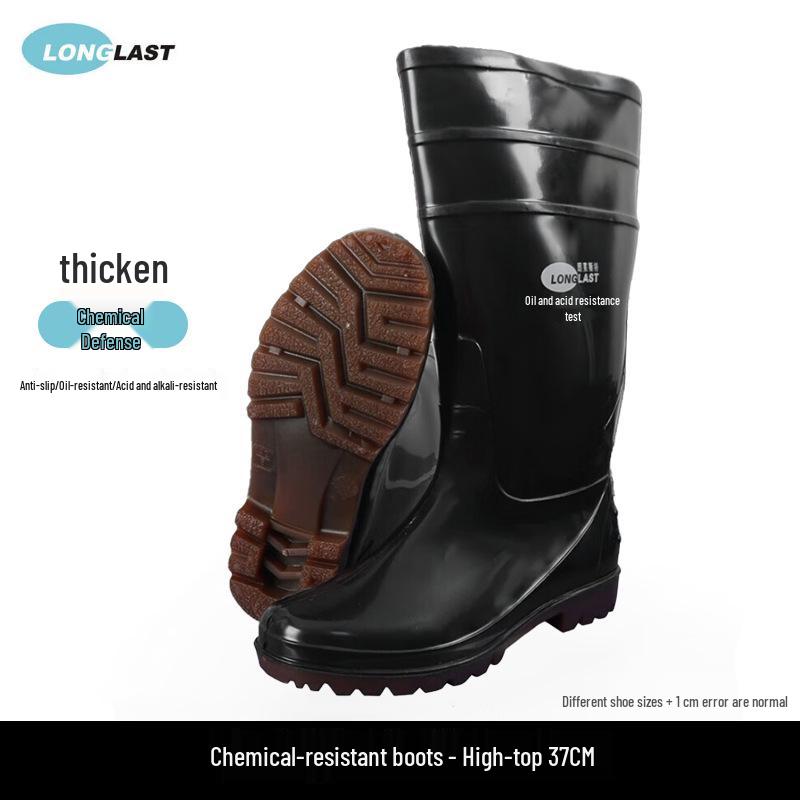 Langlaist Black Waterproof Chemical-Resistant High-Top Warm Boots – Non-Slip Wear-Resistant for Outdoor Fishing
