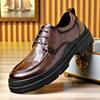 Leather Shoes Men's First Layer Cowhide Autumn New Casual Shoes Non-slip Thick-soled Black Shoes 2025