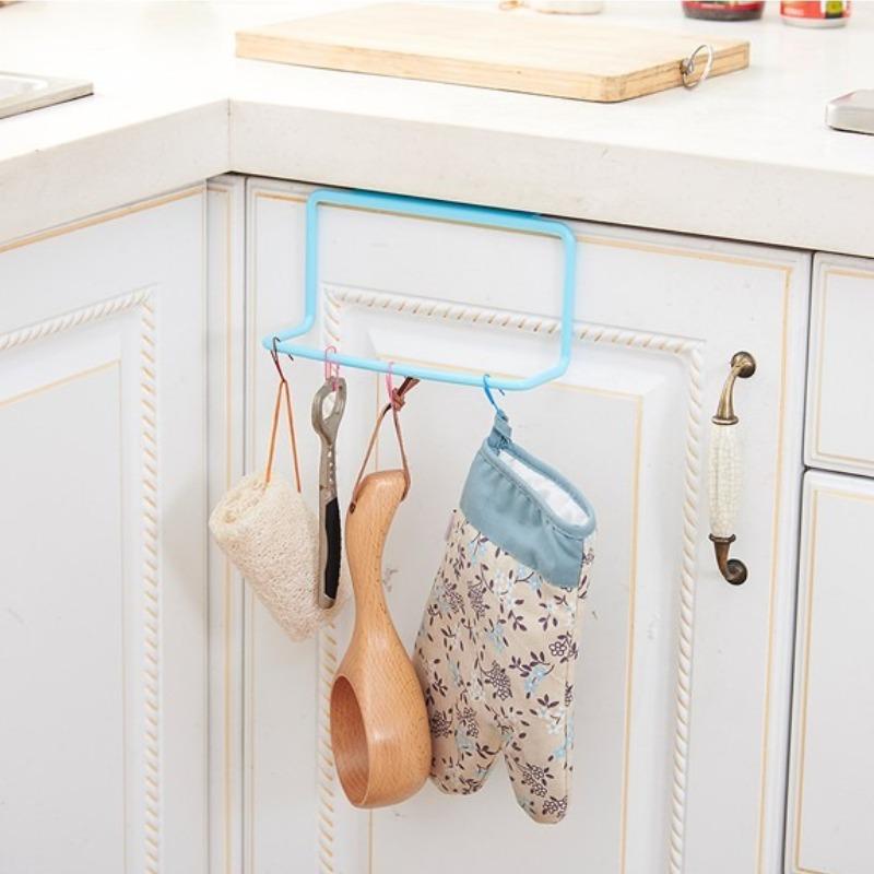 1PC Plastic Hanging Holder Towel Rack Multifunction Cupboard Cabinet Door Back Kitchen Accessories Home Storage Organizer