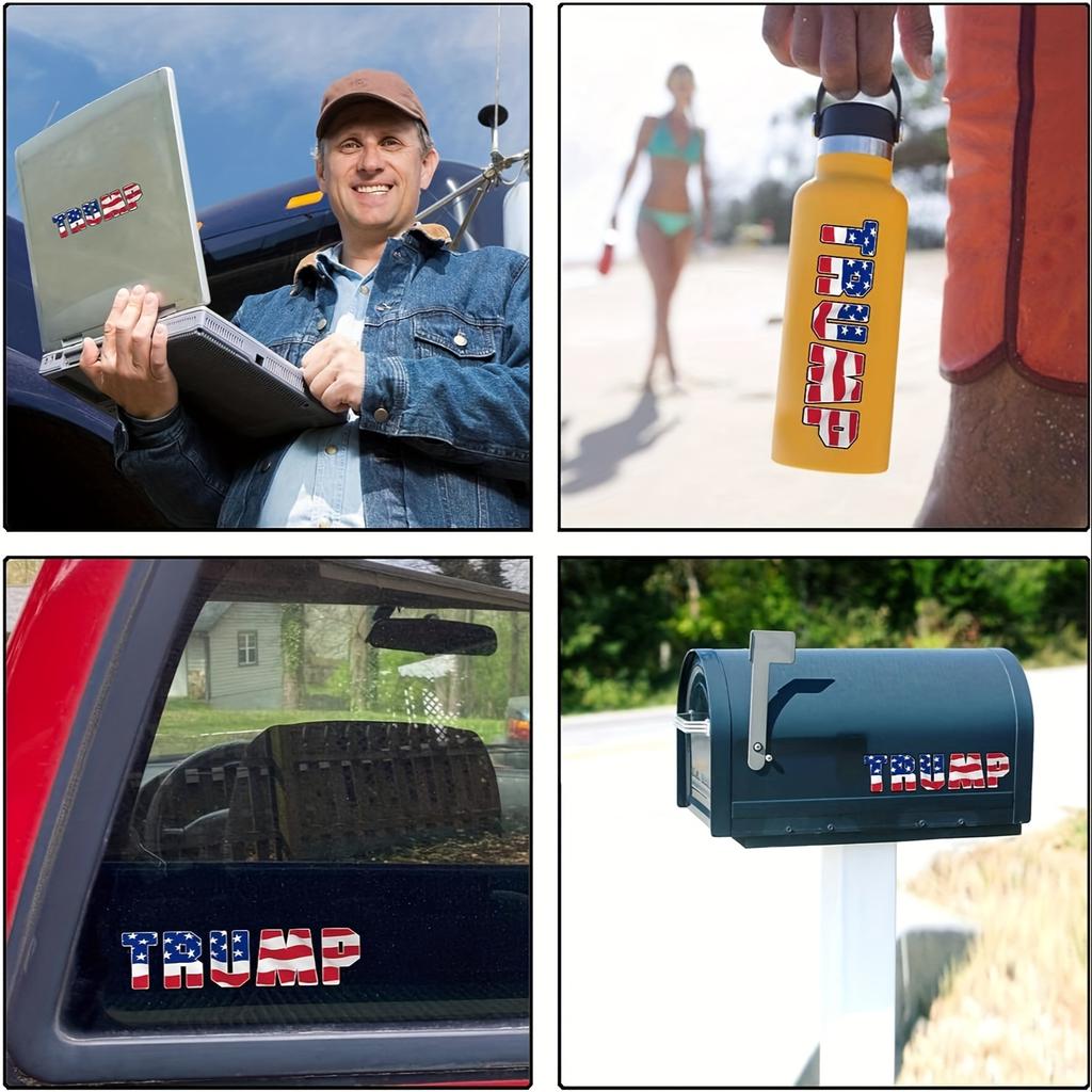 10 Stück Trump Amerikanische Flaggen Aufkleber - Vinyl Aufkleber für Autos/LKW/SUVs, Tassen/Haus/Fenster/Laptops - Tolles patriotisches Geschenk