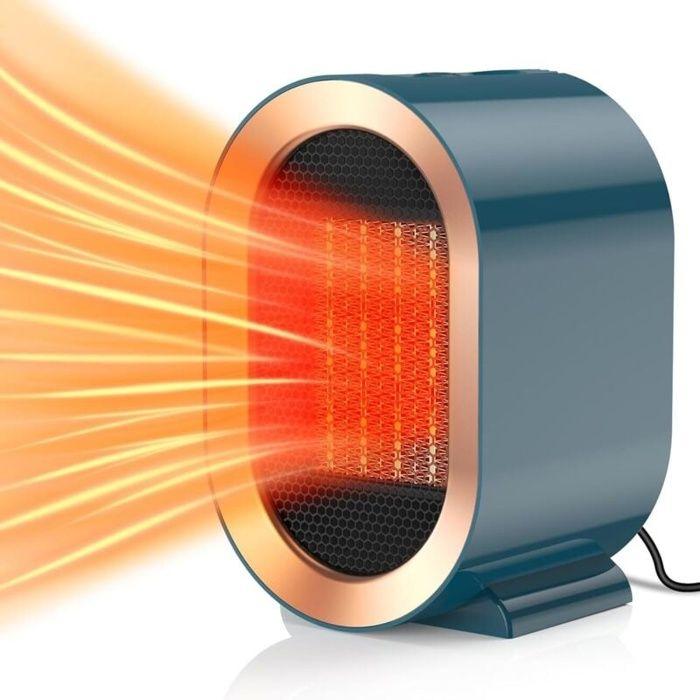 AIMOONSA Chauffage soufflant portable 1200W PTC céramique, 2 modes 800/1200W, silencieux, bleu