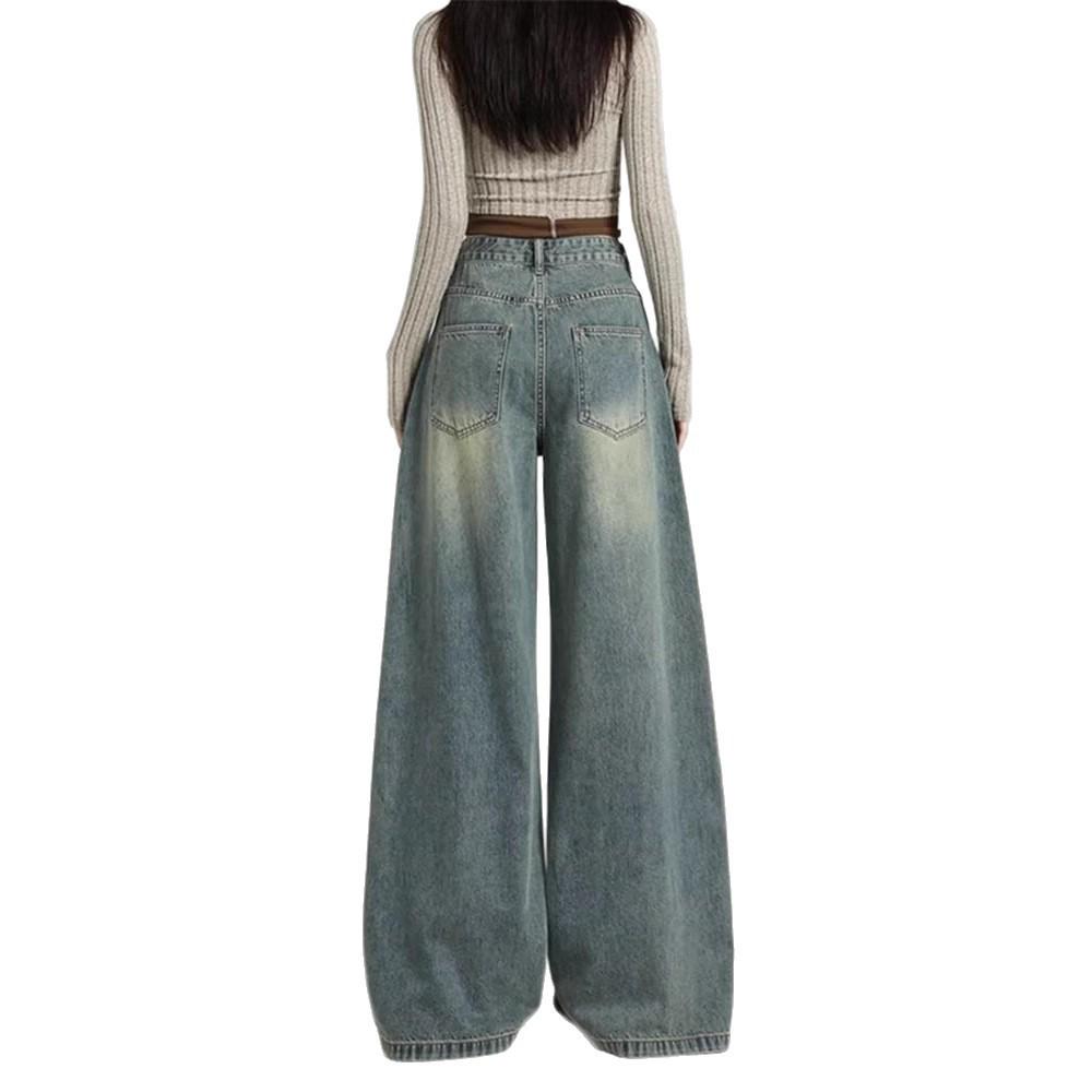 Retro A-line Wide-Leg Jeans for Women - Spring/Autumn 2026 Slimming Loose Fit Fashion Pants