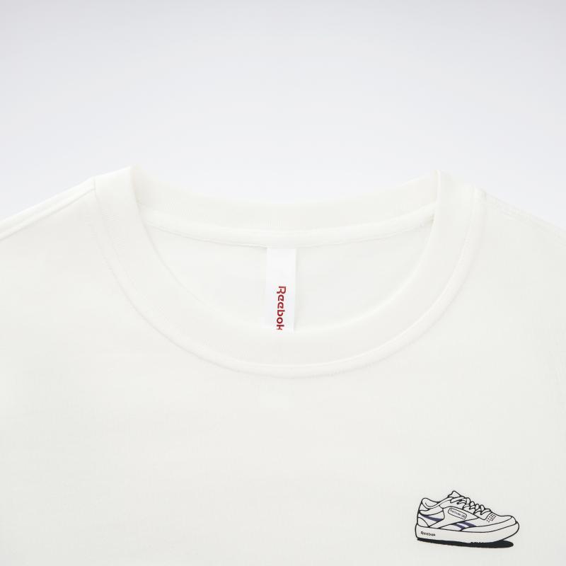 Reebok T Shirts Women's Ecru Crew Neck Moderate Straight Fit 23RMS404WGW1