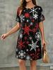 Fashion 3D Print Summer Dress Loose Casual Short Sleeve O-Neck Mini Dress