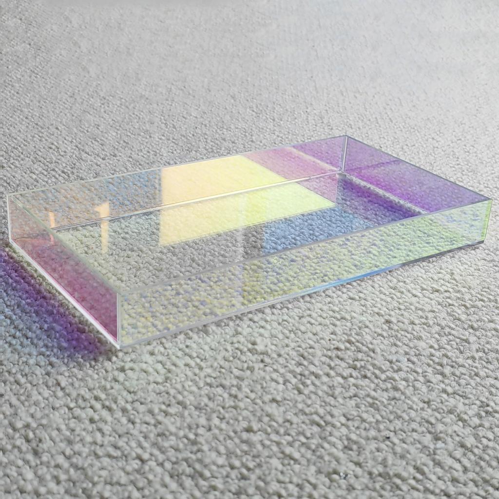 Iridescent Perfume Tray Acrylic Sink Vanity Tray Cosmetic Perfume Makeup Organizer Tray Coffee Table Tray 27x14x3.3cm
