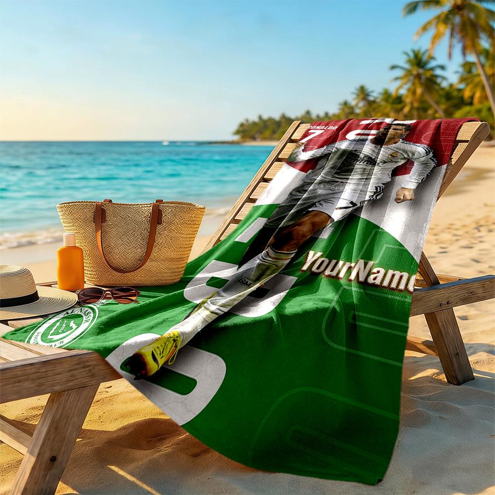 Cristiano Ronaldo Customize Your Name Beach Towel Super Soft Microfiber Quickdry Fabric Perfect for Traveling Yoga Camping and Swimming