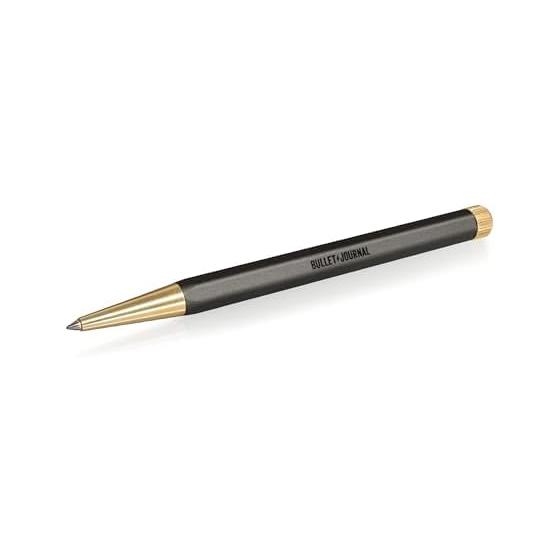 Leuchtturm Gel Ink Ballpoint Pen, Bullet Journal, 0.5mm, Black, Twist Mechanism, Brass, Aluminum, Low Center of Gravity, Comfortable Grip