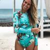 2025 Euro-American Slim Fit Sexy One-Piece Swimsuit: Women's Long Sleeve Zipper Surf Swimwear