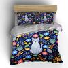 Floral Cat Design Three-Piece Set  Kid'S And Adults' Bedroom Decor, Exquisite Three-Piece Bedding Set Gift