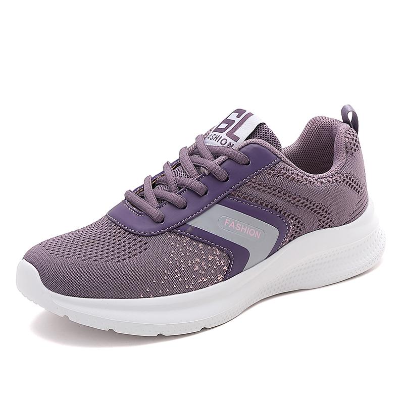 Women Four Seasons Flying Weaving Breathable Running Shoes Lightweight Fitness Casual Sneakers Ladies Soft Non-Slip Jogging Shoe