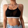 Women Ribbed Mesh Hollow Out Wireless Casual Bralette