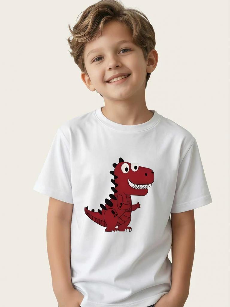 Children's Dinosaur Theme Short-sleeved T-shirt Boys and Girls Trendy Tops